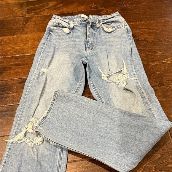 VERVET BY FLYING MONKEY Light Blue Distressed Flare Jeans - Picture 2 of 3